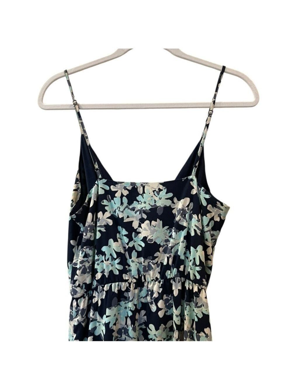 Banana Republic Faux Wrap Maxi Dress Floral Print Navy & Mint Size: 4 Petite - Picture 8 of 12